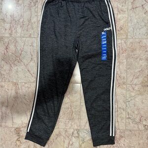 Adidas Kids Charcoal Joggers with White Stripes